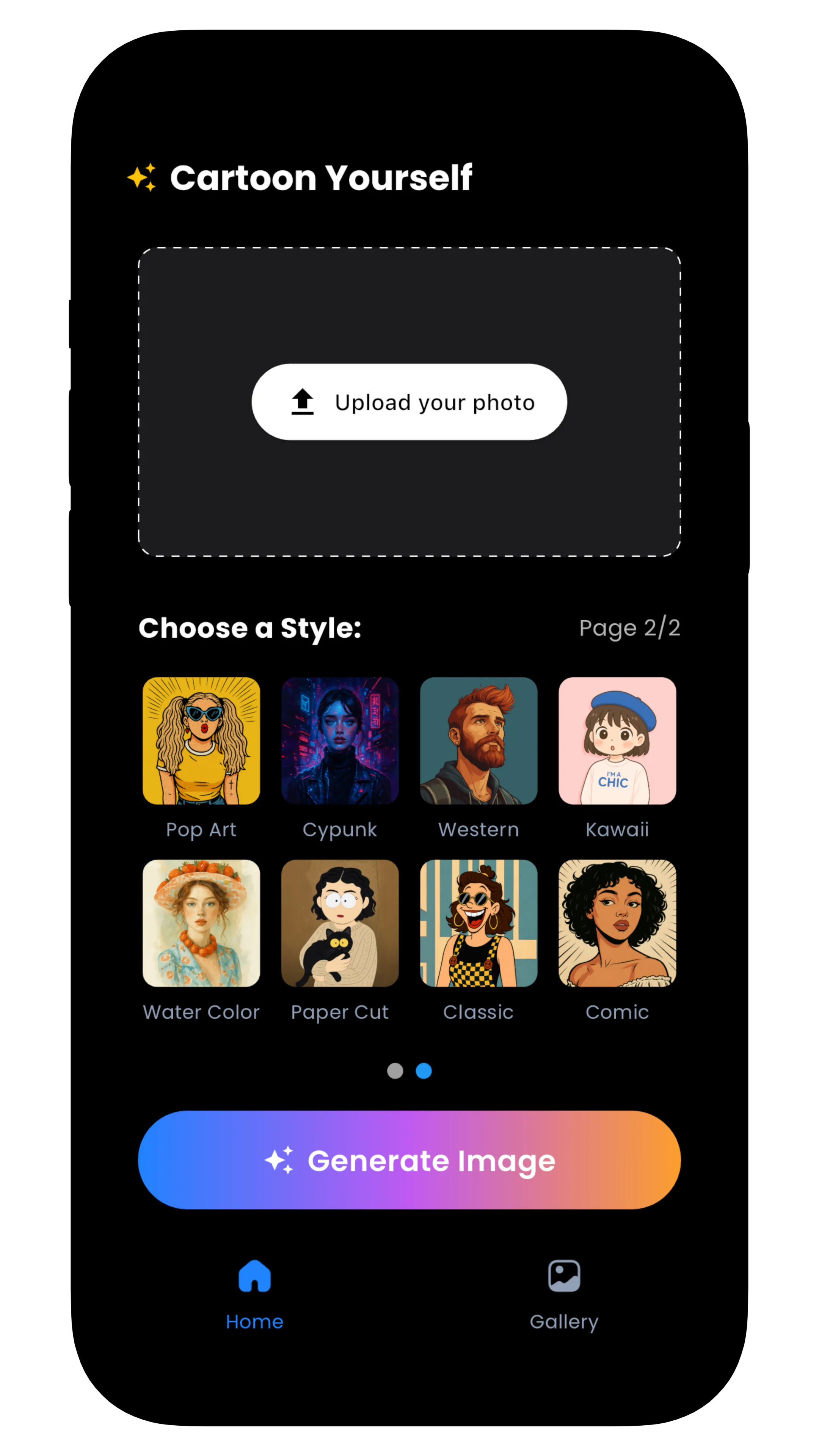 Uploading picture for cartoonization